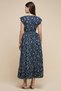 Women's Dark blue Printed Midi Dress with V-Neck and Short Sleeves - 4