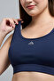 Women's Dark blue Solid Sports Bra with Scoop Neck - 5