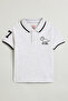 Boy's Gray Printed Polo T-Shirt with Short Sleeves