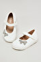 Girl's Cream Appliqued Mary Jane Shoes - 4