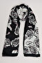 Women's Black Floral Print Scarf