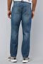 Men's Dark blue Washed Straight Fit Jeans with Button Closure - 4