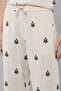 Women's Green Embroidered Wide Leg Pants with Drawstring Waist - 5