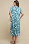 Women's Green Floral Printed Nightdress with Crew Neck and Short Sleeves - 4