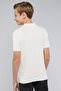 Boy's Cream Self Patterned Polo T-Shirt with Short Sleeves - 5
