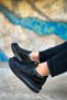 Rlx171 Ariaso Men's Casual Lace-Up Patterned Patent Leather Sports Sneaker Shoes Rst - Black - 5