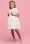 Girl's Cream Embroidered Dress with Peter Pan Collar and Puff Sleeves - 2