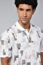 Men's Cream Patterned Polo T-Shirt with Short Sleeves - 5