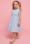 Girl's Blue Floral Print Sleeveless Fit & Flare Dress with Round Neck