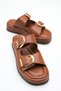 Celeste Laurent Brown Women's Slippers with Buckle Detail, Lightweight, Stylish, Comfortable, Orthopedic Sole