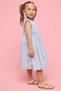 Girl's Blue Floral Print Sleeveless Fit & Flare Dress with Round Neck - 3