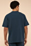Men's Green Textured T-Shirt with Crew Neck and Short Sleeves - 5