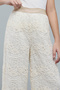 Girl's Cream Laced Wide Leg Pants with Elastic Waist - 5