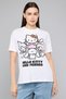 Women's Cream Hello Kitty & Friends Print T-Shirt with Crew Neck and Short Sleeves