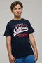 Boy's Dark blue Printed T-Shirt with Crew Neck and Short Sleeves