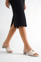 Women's Short Block Heeled Slippers with Blunt Toe and Gold Accessories - Modern, Stylish and Comfortable - 4