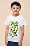 Boy's Cream Printed T-Shirt with Crew Neck and Short Sleeves - 3