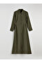Green modal blend shirt dress with belt detail by gülüs gi̇yi̇m - 5