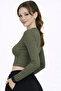 Women's Ribbed High Stretch Long Sleeve Crop Body - 2