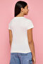 Girl's White Typography Print T-Shirt with Crew Neck and Short Sleeves - 4