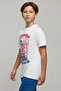Boy's Cream Printed T-Shirt with Crew Neck and Short Sleeves - 3