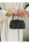 Women's Anthracite Stone Double Handle Women's Young Wedding Prom Graduation Engagement Evening Dress Bag - 6