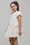Girl's Cream Embroidered Top and Skirt Set - 3