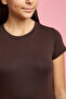 Girl's Brown Solid T-Shirt with Crew Neck and Short Sleeves - 5