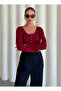 Burgundy Buttoned Long T-Shirt
