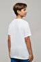 Boy's Cream Printed T-Shirt with Crew Neck and Short Sleeves - 5