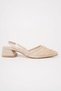 Women's beige embroidered and beaded heeled shoes - 2