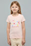 Girl's Pink Printed T-Shirt With Crew Neck And Short Sleeves