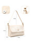 Wrinkled Textured Cream Shk302 Faux Leather, Single Compartment with Snap Fasteners, Hand, Arm and Shoulder Bag - 4