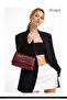 Wrinkled Textured Burgundy Shk302 Faux Leather, Single Compartment with Snap Fasteners, Hand, Arm and Shoulder Bag - 8
