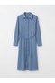 Özmarka New Season Blue Striped Belted Poplin Shirt Dress - 5