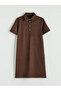 Brown Polo Collar Suede Look Mini Dress by Güli̇s Gi̇yi̇m