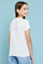 Girl's White Printed T-Shirt with Crew Neck and Short Sleeves - 4