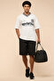 Men's Cream Typography Print T-Shirt with V-Neck and Short Sleeves - 2