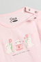 Girl's Pink Printed Top with Crew Neck and Flutter Sleeves - 2