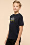 Boy's Dark blue Printed T-Shirt with Crew Neck and Short Sleeves - 2