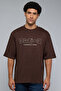 Men's Brown Printed T-Shirt with Crew Neck and Short Sleeves