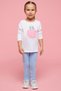 Girl's Cream Sequined T-Shirt with Crew Neck and Long Sleeves - 2