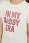 Girl's Beige Typography Print T-Shirt with Crew Neck and Short Sleeves - 5