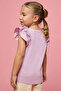 Girl's Purple Sequined Top with Crew Neck and Flutter Sleeves - 4