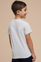 Boy's Gray Printed T-Shirt with Crew Neck and Short Sleeves - 4