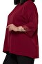 Plus Size Lace Detailed Half Sleeve Burgundy Blouse - 5