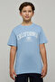 Boy's Blue Printed T-Shirt with Crew Neck and Short Sleeves