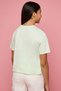 Girl's Green Typography Print T-Shirt with Crew Neck and Short Sleeves - 4