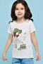 Girl's Ecru Printed T-Shirt with Crew Neck and Short Sleeves - 2