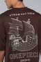 Men's Brown Printed T-Shirt with Crew Neck and Short Sleeves - 5